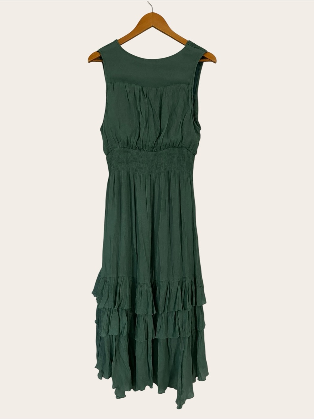 eesome Teal Green V‑Neck High‑Low Ruffle Maxi Dress - Picture 9 of 14